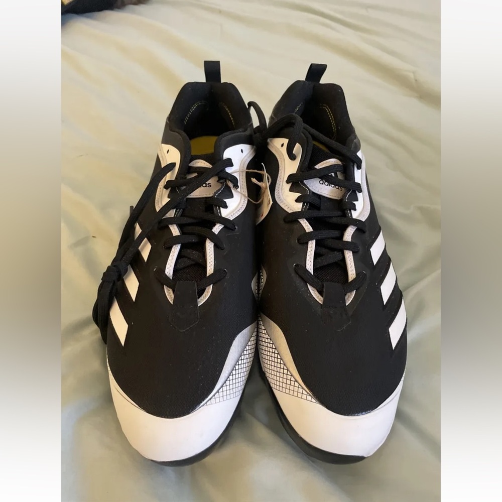 Adidas Men's Icon 6 Bounce Baseball Metal Cleats Black White Size 15